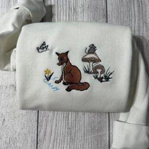 Embroidered Sweatshirts, Fox Forest Embroidered Sweatshirt, Women’s…