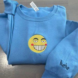 Embroidered Sweatshirts, Funny Smiley Face Embroidered Sweatshirt,…