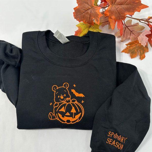 Embroidered Sweatshirts, Halloween Winnie The Pooh Embroidered Sweatshirt, Women’s Embroidered Sweatshirts