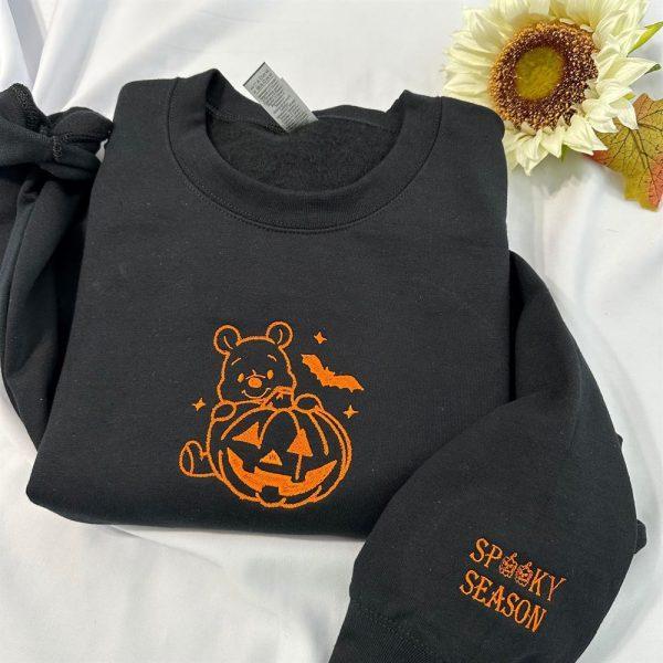 Embroidered Sweatshirts, Halloween Winnie The Pooh Embroidered Sweatshirt, Women’s Embroidered Sweatshirts