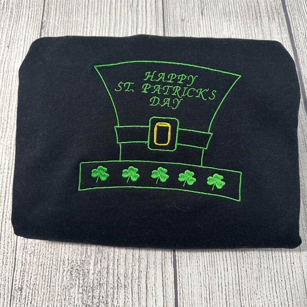 Embroidered Sweatshirts, Happy St. Patrick Day Embroidered Sweatshirt, Women’s Embroidered Sweatshirts