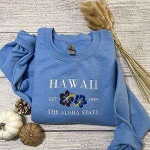 Embroidered Sweatshirts, Hawaii Aloha Embroidered Sweatshirt, Women’s…