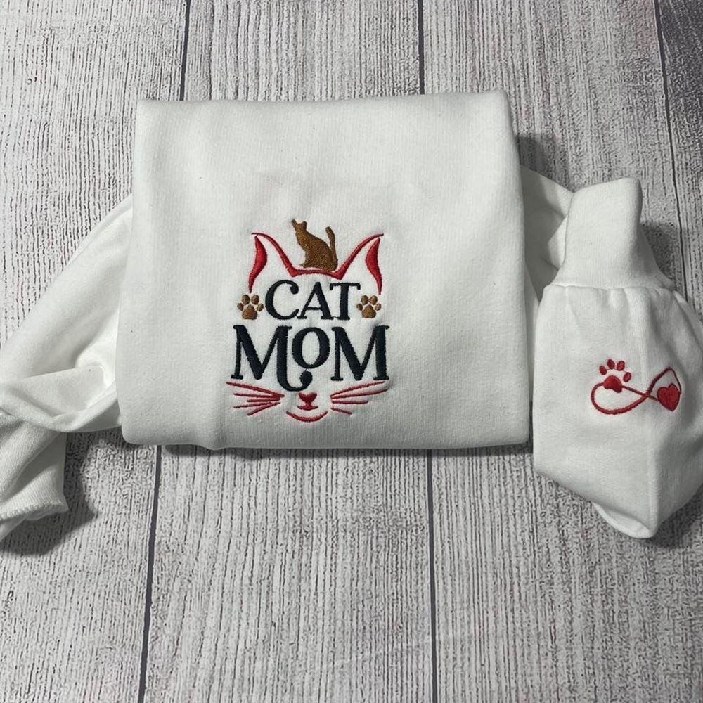 Embroidered Sweatshirts, Infinity Cat Love Embroidered Sweatshirt, Women’s Embroidered Sweatshirts