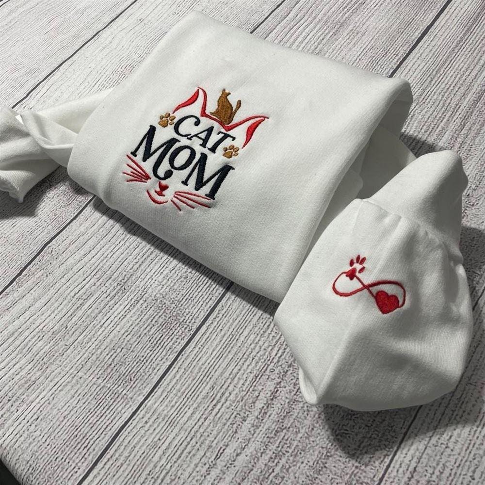 Embroidered Sweatshirts, Infinity Cat Love Embroidered Sweatshirt, Women’s Embroidered Sweatshirts
