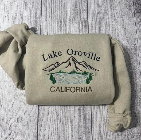 Embroidered Sweatshirts, Lake Oroville Embroidered Sweatshirt, Women’s Embroidered Sweatshirts