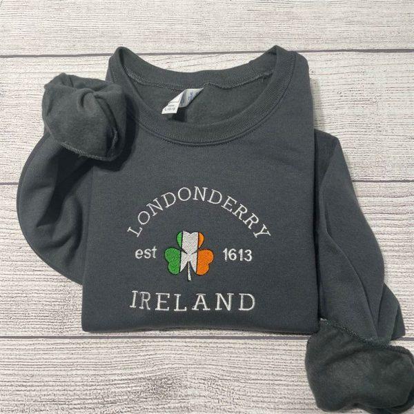 Embroidered Sweatshirts, Londonderry Ireland Embroidered Sweatshirt, Women’s Embroidered Sweatshirts
