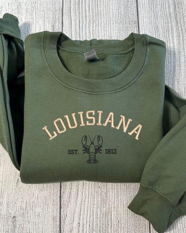 Embroidered Sweatshirts, Louisiana Est. 1812 Embroidered Sweatshirt, Women’s Embroidered Sweatshirts