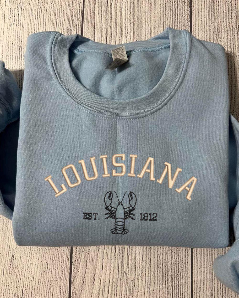 Embroidered Sweatshirts, Louisiana Est. 1812 Embroidered Sweatshirt, Women’s Embroidered Sweatshirts