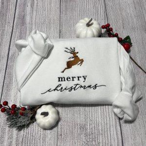 Embroidered Sweatshirts, Merry Christmas Embroidered Sweatshirt Christmas…