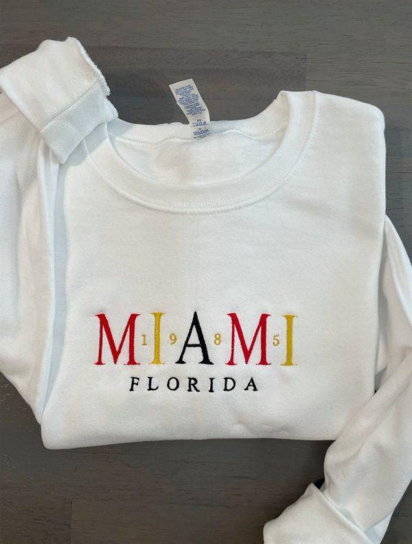 Embroidered Sweatshirts, Miami Florida Embroidered Sweatshirt, Women’s Embroidered Sweatshirts
