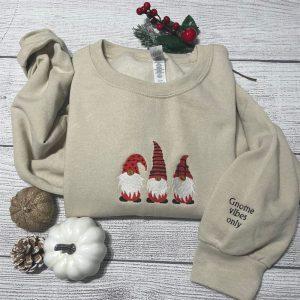 Embroidered Sweatshirts, New Christmas Gnomes Embroidery Sweatshirt,…