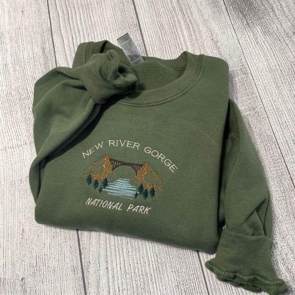 Embroidered Sweatshirts, New River Gorge Embroidered Sweatshirt; Virginia Park Crewneck, Women’s Embroidered Sweatshirts