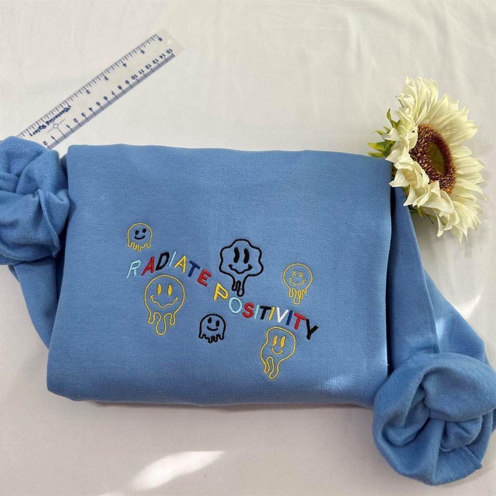 Embroidered Sweatshirts, Radiate Positivity Insperational Embroidered Sweatshirt, Women’s Embroidered Sweatshirts