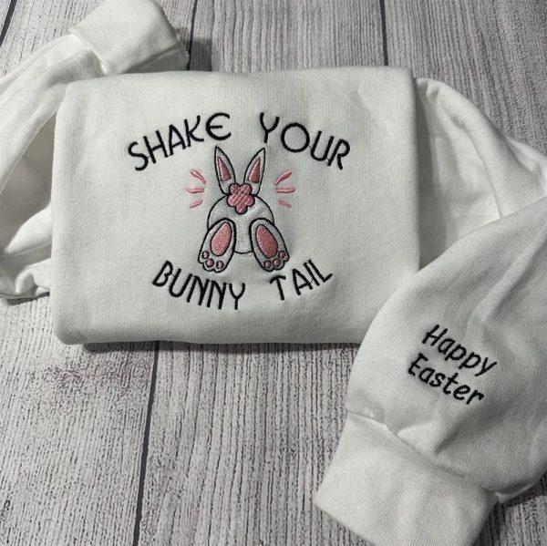 Embroidered Sweatshirts, Shake Your Bunny Tail Embroidered Crewneck, Women’s Embroidered Sweatshirts