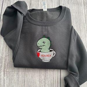 Embroidered Sweatshirts, Tea Rex Embroidered Sweatshirt, Women’s…