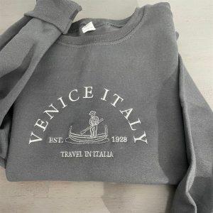 Embroidered Sweatshirts, Venice Italy Embroidered Sweatshirt, Women’s…