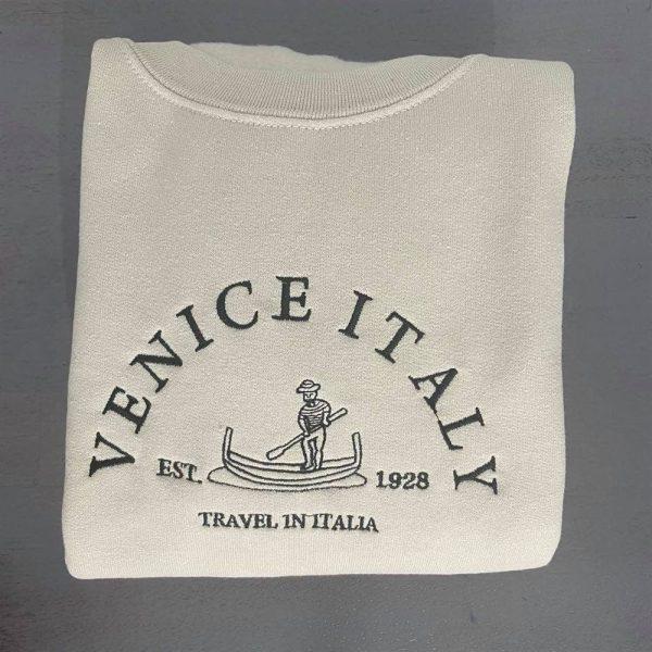 Embroidered Sweatshirts, Venice Italy Embroidered Sweatshirt, Women’s Embroidered Sweatshirts