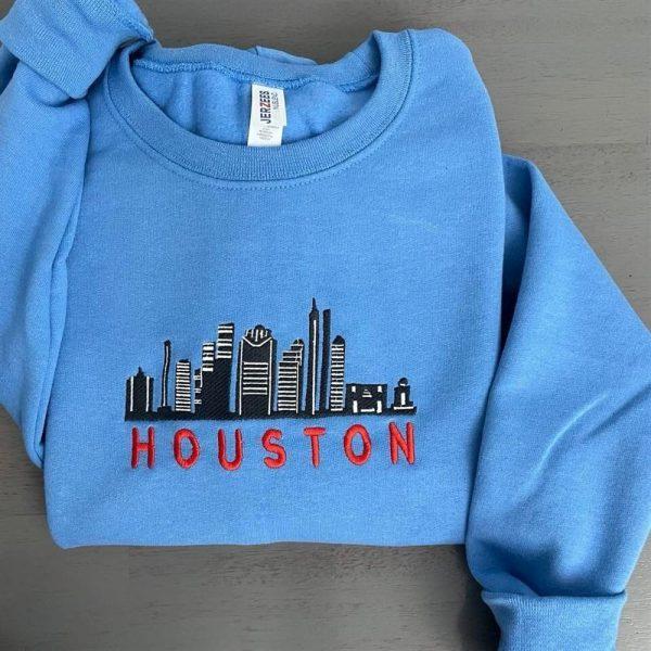 Embroidered Sweatshirts, Vintage Houston Embroidered Sweatshirt, Women’s Embroidered Sweatshirts