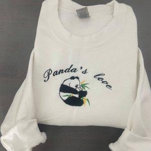 Embroidered Sweatshirts, Vintage Panda Embroidered Sweatshirt, Women’s…