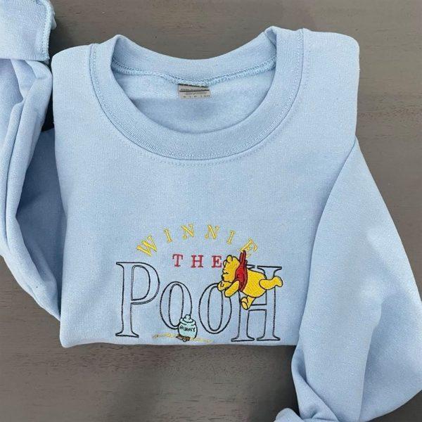 Embroidered Sweatshirts, Winnie The Pooh Embroidered Sweatshirt Custom Embroidered Winnie The Pooh, Women’s Embroidered Sweatshirts