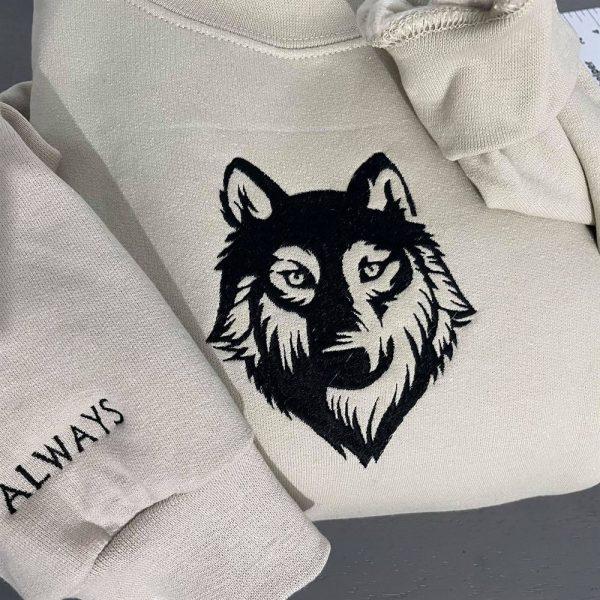 Embroidered Sweatshirts, Wolf Embroidered Sweatshirt, Women’s Embroidered Sweatshirts