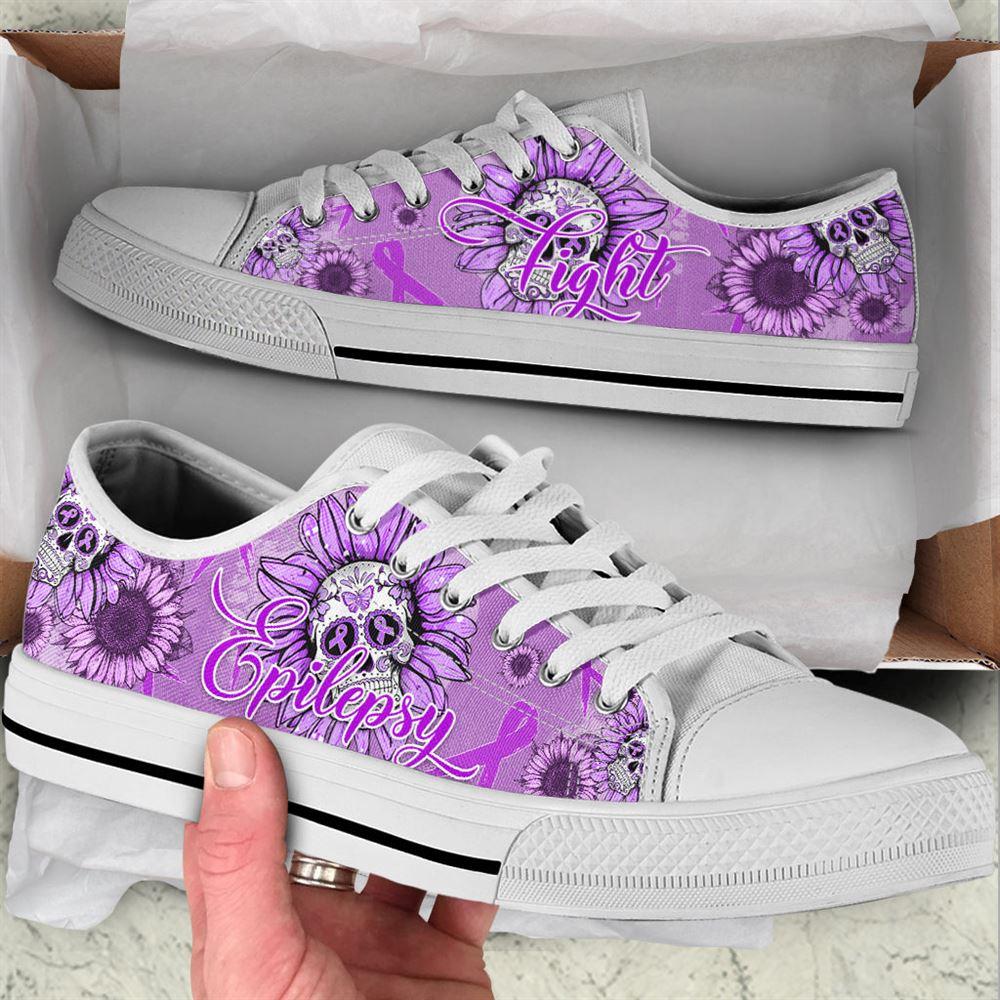 Epilepsy Shoes Skull Flower Low Top Shoes, Gift For Survious Epilepsy Shoes Skull Flower Low Top Shoes, Gift For Survious