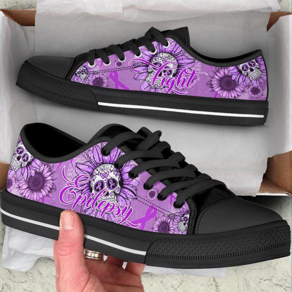 Epilepsy Shoes Skull Flower Low Top Shoes, Gift For Survious