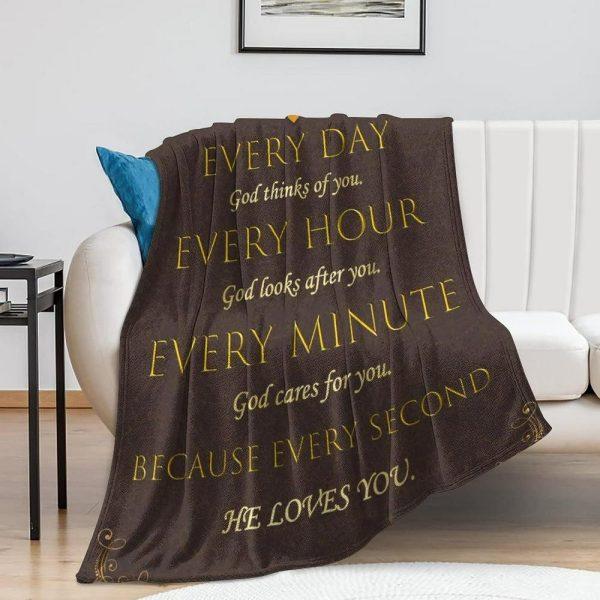 Every Day God Thinks Of You Christian Quilt Blanket, Christian Blanket Gift For Believers