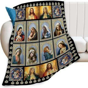 Faith Of Mother Mary Christian Quilt Blanket,…