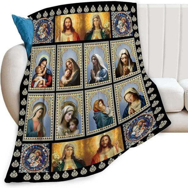 Faith Of Mother Mary Christian Quilt Blanket, Christian Blanket Gift For Believers