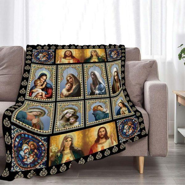 Faith Of Mother Mary Christian Quilt Blanket, Christian Blanket Gift For Believers