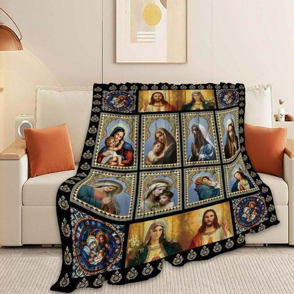 Faith Of Mother Mary Christian Quilt Blanket, Christian Blanket Gift For Believers