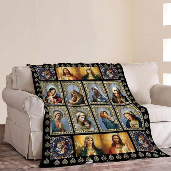 Faith Of Mother Mary Christian Quilt Blanket, Christian Blanket Gift For Believers