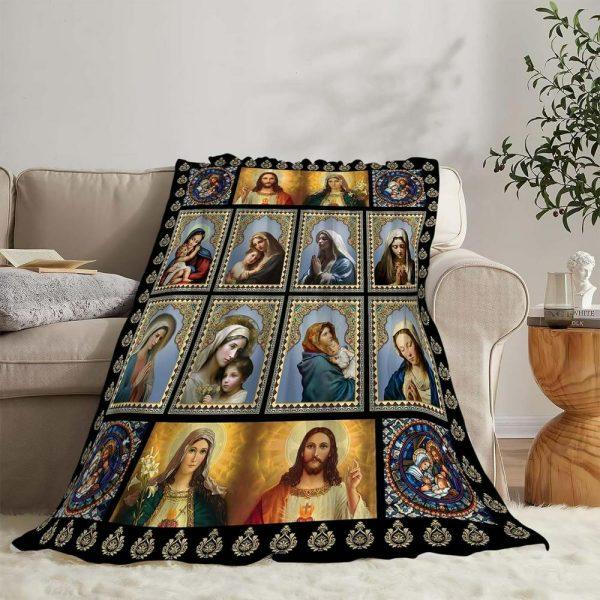 Faith Of Mother Mary Christian Quilt Blanket, Christian Blanket Gift For Believers