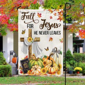 Fall Flag Fall For Jesus He Never Leaves Thanksgiving 3