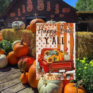 Fall Truck Thanksgiving Halloween Happy Fall Y'all Flag 3