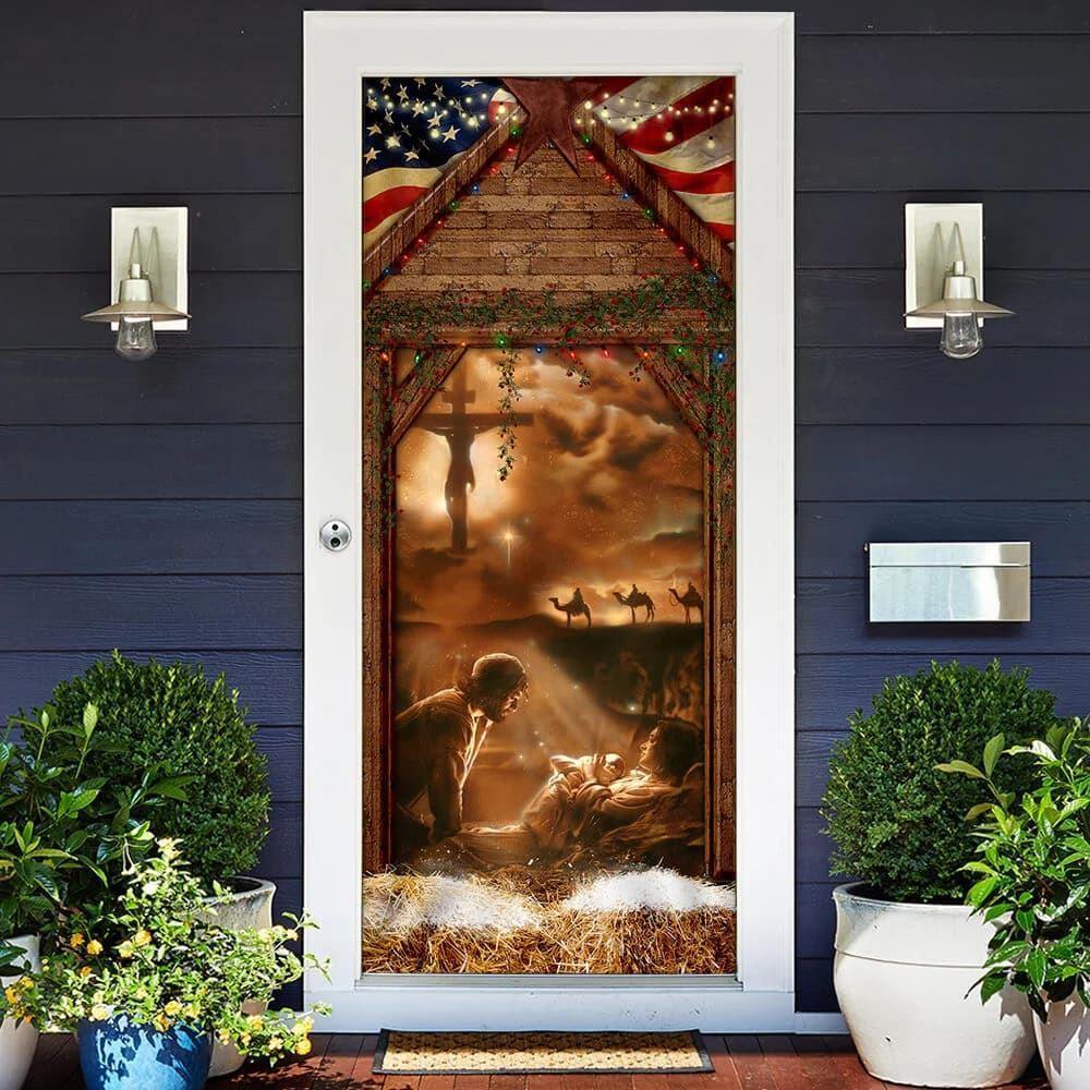 From The Manger To The Cross Door Cover, Jesus Door Cover, Christian Home Decor, Gift For Christian