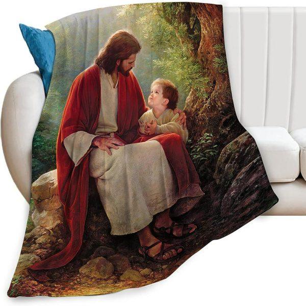 God And Child Picture Christian Quilt Blanket, Christian Blanket Gift For Believers