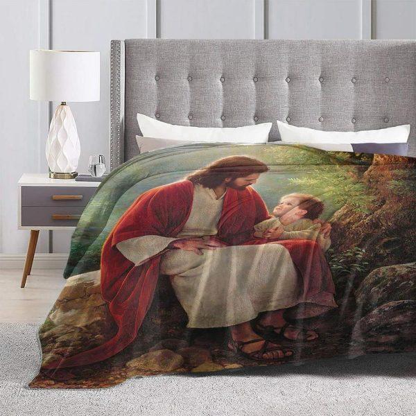 God And Child Picture Christian Quilt Blanket, Christian Blanket Gift For Believers