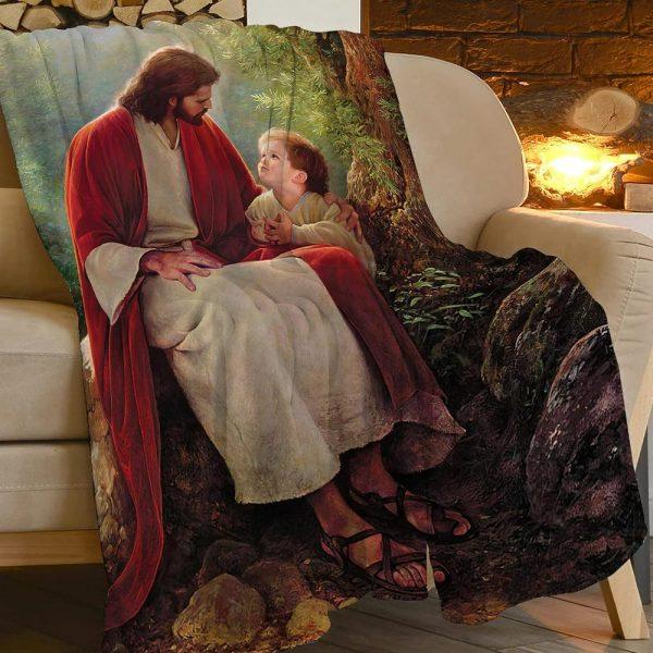 God And Child Picture Christian Quilt Blanket, Christian Blanket Gift For Believers