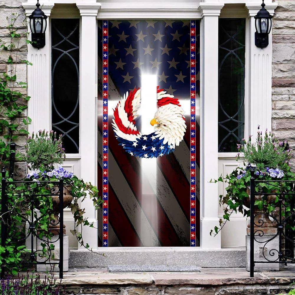 God Bless America Door Cover, Gift For Christian God Bless America Door Cover, Gift For Christian