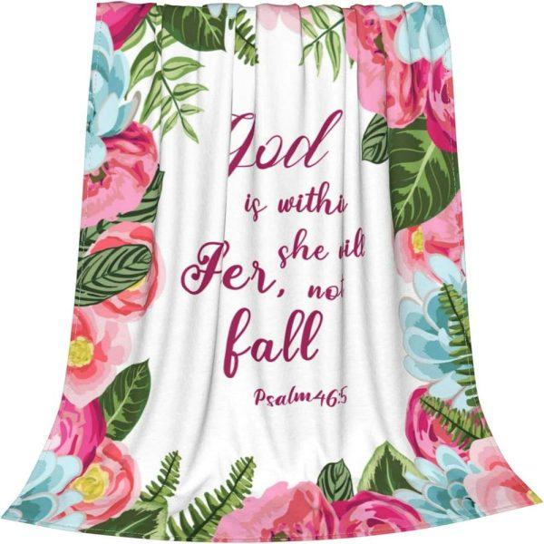 God Is Within Her Christian Quilt Blanket, Christian Blanket Gift For Believers