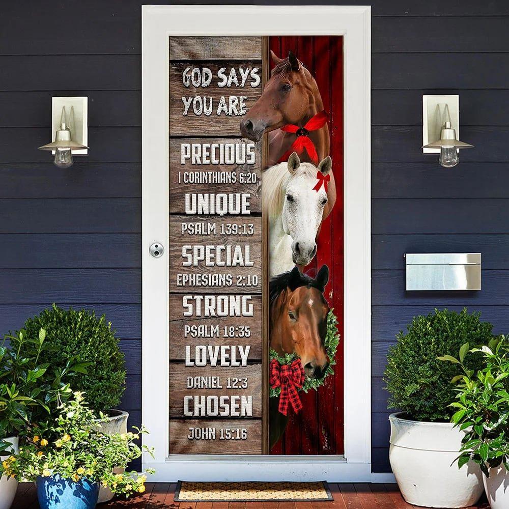 God Says You Are Horses Door Cover, Christian Home Decor, Gift For Christian God Says You Are Horses Door Cover, Christian Home Decor, Gift For Christian