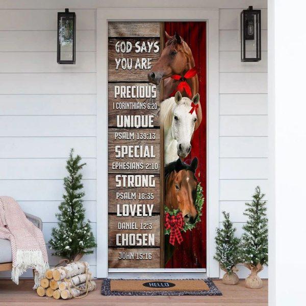 God Says You Are Horses Door Cover, Christian Home Decor, Gift For Christian