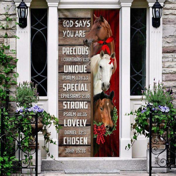 God Says You Are Horses Door Cover, Gift For Christian