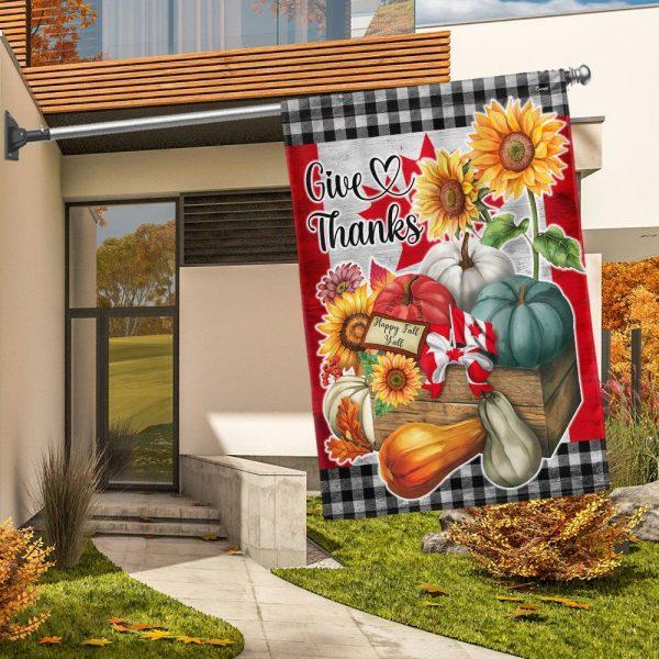 Halloween Pumpkin Give Thanks Happy Fall Y’all Thanksgiving Halloween Canadian Flag – Thanksgiving Flag Outdoor Decoration