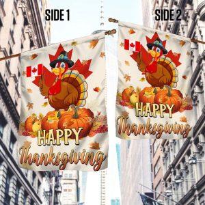 Happy Thanksgiving, Turkey Pumpkin Harvest Canada Flag 1 2