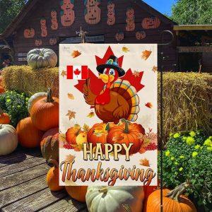Happy Thanksgiving, Turkey Pumpkin Harvest Canada Flag 1 3