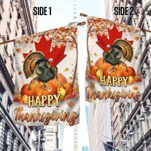 Happy Thanksgiving, Turkey Pumpkin Harvest Canada Flag 2
