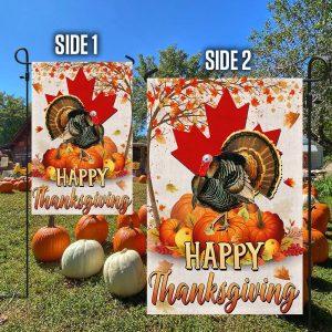 Happy Thanksgiving, Turkey Pumpkin Harvest Canada Flag 4